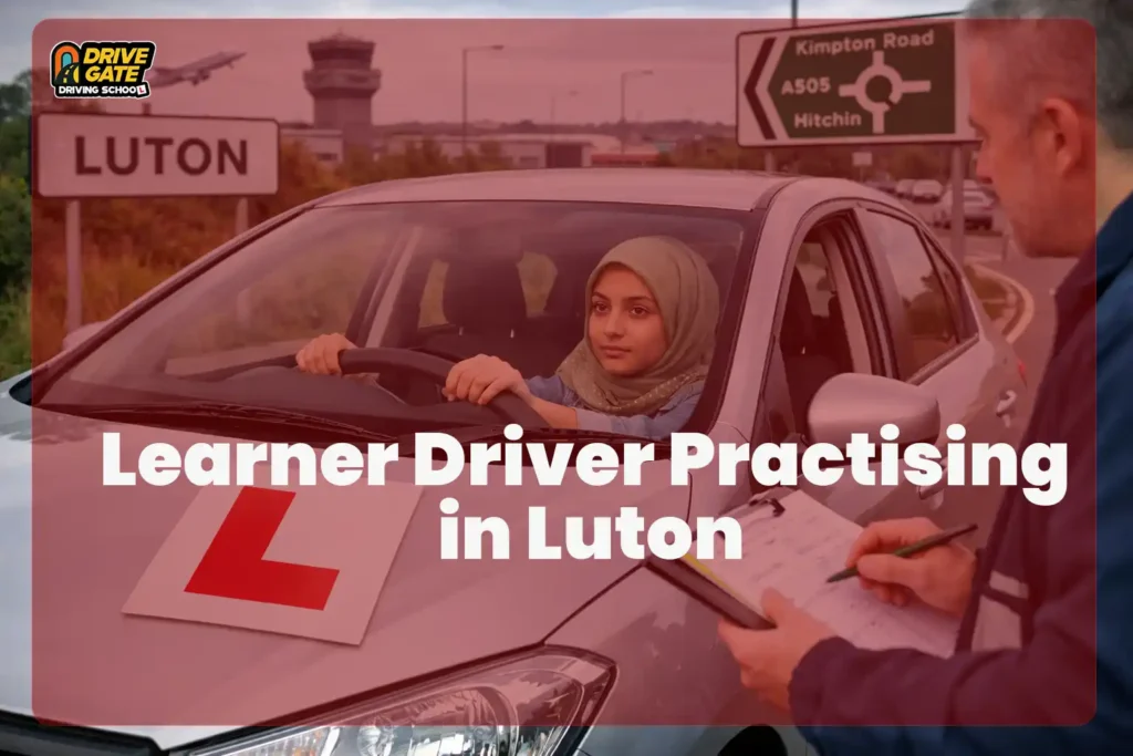 learner driver practising for driving test in Luton
